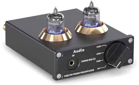Uxsjakjsd Preamplificatore A Valvole Preamplificatore Audio Stereo A Valvole con Tubo al Vuoto qualità del Suono Migliorata Mini HiFi Stadio Phono Turntable Preamp con Spina EU