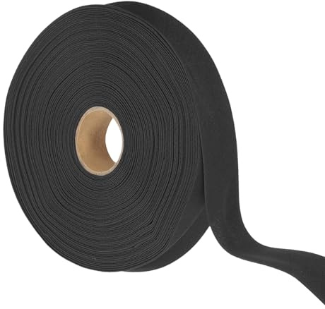 YELARXI Double Fold Bias Tape for Sewing, Quilt Binding Cotton Bias Tape Double Fold 1 Inch 25 Yards Fit for Hemming Seaming DIY Crafts Piping - (Black)