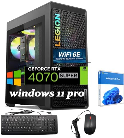 Lenovo Legion Tower 5 Gen 8 Gaming Desktop Tower PC, NVIDIA RTX 4070 Super 12GB GDDR6X, AMD Ryzen 7 7700(Up to 5.3GHz), Wi-Fi 6E, Bluetooth, HDMI, Windows 11 Pro, KB & Mouse(64 GB RAM, 2 TB SSD)