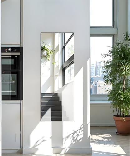 EONAZE Espejo de Baño Espejos de Pared Espejo Adhesivo Puerta Armario sin Marco Espejos Autoadhesivos Acrílico para Entrada Recibidor Baño Sala de Estar Dormitorio (2 Piezas)
