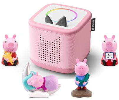 Toniebox 2 Audio Player Peppa Pig Bundle for Kids 3+ with George Pig, Peppa’s Bedtime Stories, Learn with Peppa, and On the Road with Peppa - Cloud Pink