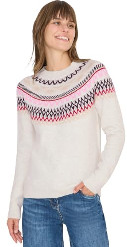 Cecil Damen 3017060 Gemusterter Strickpullover, Eggshell Melange, L EU