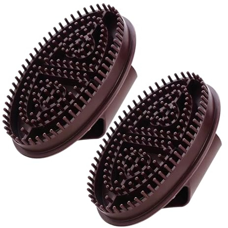 SECFOU 2pcs Meridian Massage Brush for Body Scraping and Relaxation, Portable Palm-Wearable Massage Comb in Brown, Suitable for Neck, Back, Shoulder, Foot and Leg Therapy
