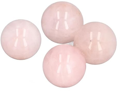 Tnfeeon Boules de Cristal de Quartz Rose 4 Pièces, Pierres de Guérison Polies pour la Méditation, Décoration de la Maison, Diamètre 0,8 Pouces