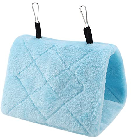 Rengue Amaca in Peluche Morbida, Tenda a Gabbia Sospesa Calda per Uccelli con Ganci Bilaterali Comodo Letto per Animali Domestici per Pappagallo Budgie Cockatiel in Inverno (M)