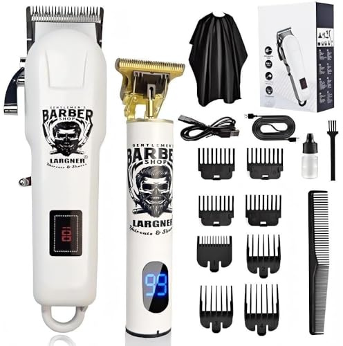 Hair Clippers for Men Professional - Clippers and Hair Trimmers Set, Rechargeable Cordless Electric Clipper T-Blade Hair Trimmers, Barber Hair Clippers for Men Gifts