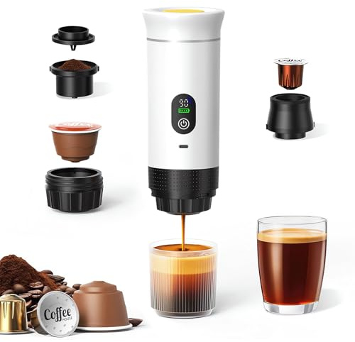 JORPETS Portable Coffee Maker 3 in 1 Espresso Machine USB-C Mini Electric Hot Water Coffee Maker Compatible with Ness-Preso, Dolce-Gusto and Ground Coffee Capsules