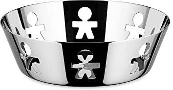 Alessi Girotondo |AKK03 Designkorb mit dekoriertem Rand, Edelstahl, poliert, Silber, 8 x 19 x 43 cm