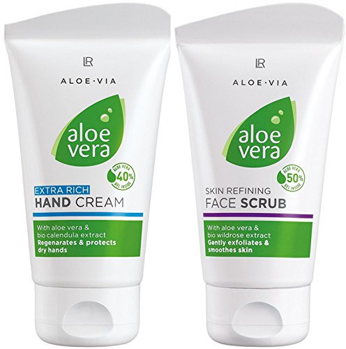 LR Aloe Via - Juego de cuidado hidratante de aloe vera (crema de manos y exfoliante facial)