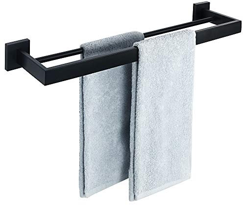 SAYAYO Handtuchhalter Schwarz 60cm Gästehandtuchhalter Handtuchhalter Bad Handtuchstange Wandmontage Edelstahl Premium Doppelt Badetuchhalter für Badezimmer und Küche