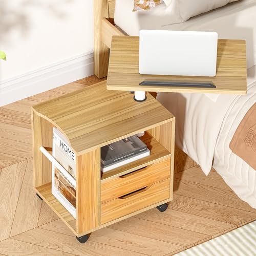 Betttisch Laptoptisch Sofatisch aus Holzwerkstoffen hochverstellbar mit drehbar Tischplatte geeignet für Bett Sofa,CT1-OK