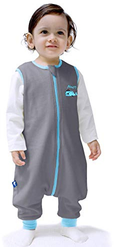 Baby sovsäck 1,5 tog spädbarn småbarn varm promenad sovsäck med ben pyjamas unisex grå/S