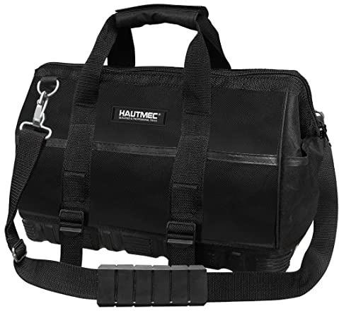 HAUTMEC Werkzeugtasche mit Große Öffnung,robuster Kunststoffboden,doppeltes 600 Denier Nylon,verstellbarer Schultergurt, wasserdicht(41 * 21 * 33cm) HT0096