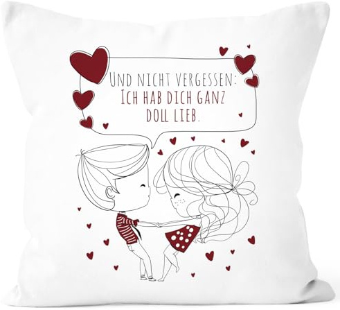 SpecialMe® personalisierter Kissen-Bezug Liebespaar Pärchen Liebesgeschenke Geschenk für Freund/Freundin Mann/Frau ganz doll lieb weiß Unisize