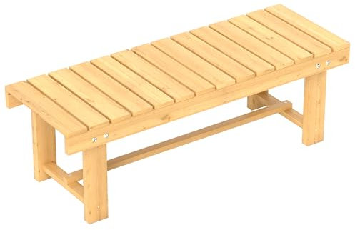 Outsunny Gartenbank, 2-Sitzer Sitzbank, Gartenmöbel, Rustikale Bank, Massivholz, Natur, 110 x 38 x 35 cm