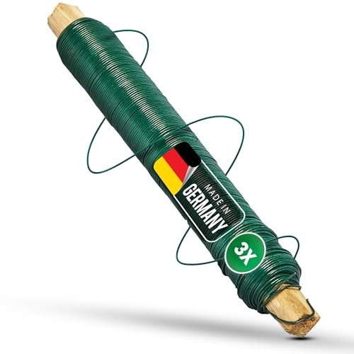 Novatool 3x Wickeldraht I grün I 0,65 mm I Draht I Metalldraht Gartendraht Blumendraht Bindedraht Biegedraht Pflanzendraht rostfrei Dekoband Dekodraht