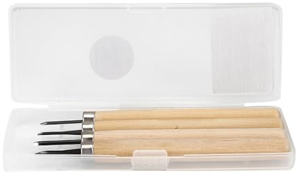Oumefar 4pcs Herramienta de Tallado de Madera Herramienta de carpintería Afilador Manual Herramientas de Sello de Goma Juego de Herramientas de Tallado(Number Two)