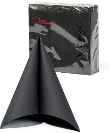 Mank Servietten Softpoint 2-lagig 40 x 40 cm 1/4 Falz, soft wie Tissue und stabil wie Airlaid, praktische Einmal Serviette mit Softpoint Prägung, 50 Stück (Schwarz)