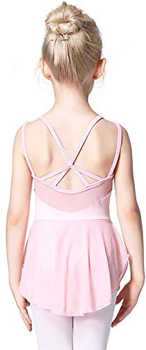 Soudittur Ballet Robe Danse Classique Filles Justaucorps Jupe Tutu Manche Courte (6-7 Ans, Rose)