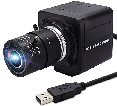 Svpro Fotocamera USB da 5 MP con obiettivo zoom 2,8-12 mm, webcam HD USB 1944P con sensore Aptina MI5100, fotocamera da tavolo per montaggio su treppiede, fotocamera per computer plug & play
