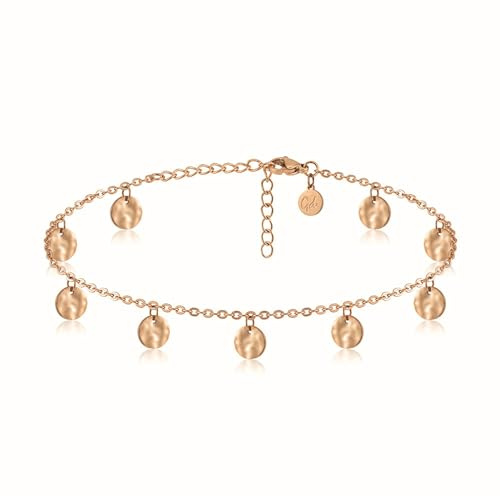 GD GOOD.designs Fußkettchen - Rosegoldene Fußkette wasserfest - Verstellbare Fußkette Damen in Roségold