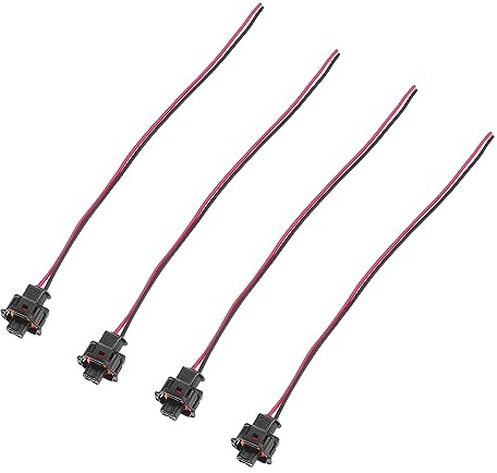 X AUTOHAUX 4 Stück Diesel Injektor Stecker Schwarz Für Dieselfahrzeuge | Material Plastic+Metall, Abmessungen 31x2.6x2.1cm, Spannung 12/24V, Vorverdrahtet, Für Dieseleinspritzdüsen & Steuerventile