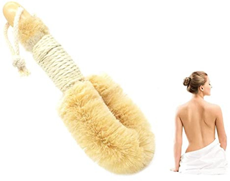 TiSkying Körperbürste aus natürlichem Sisal, Körperpeeling die Dusche, Reinigungsbürste den Körper, mit Holzgriff
