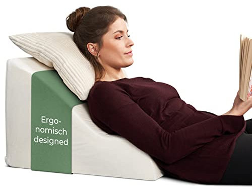 Ergonomisches Lesekissen für Bett und Sofa – Bequemes Rückenkissen mit Memory Foam – Verwendbar als Refluxkissen, Keilkissen Bett, Bettkissen Rückenlehne im Sitzen und Liegen, sofakissen, leseknochen