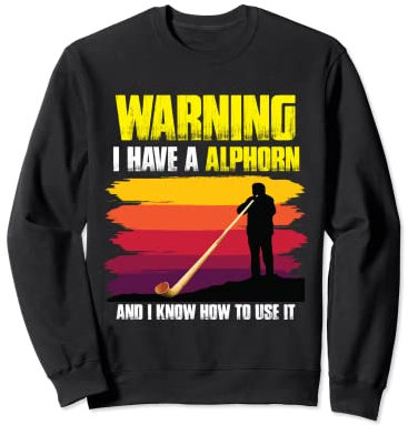 Schweizer Musiker mit Alphorn Musikinstrument Schweiz Sweatshirt