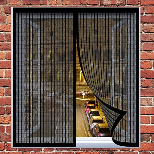 Fliegenschutzgitter Für Fenster 50 x 80 cm Fliegengitter Magnet In Verschiedenen Größen Auswählbar Fenster-Fliegengitter Für Alle Fenster Bis, Schwarz