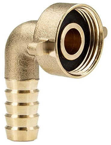 tecuro Schlauchverschraubung mit 1 Zoll ÜWM x 90° Tülle Ø 20,9 mm, Messing blank