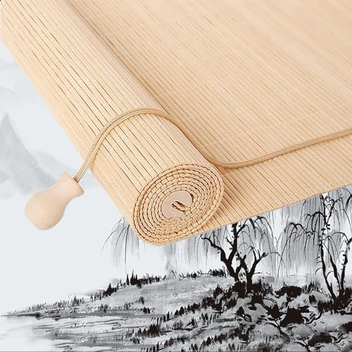 Bambus Rollo 40-170cm Breit Bambus Raffrollo Innen/außen-bambusrollo bambusrollo aussenbereich Sichtschutz Bambusrollo für Teehaus/Restaurant/Garten/Balkon,Anpassbar-F-WxH:95x120CM/37x47in