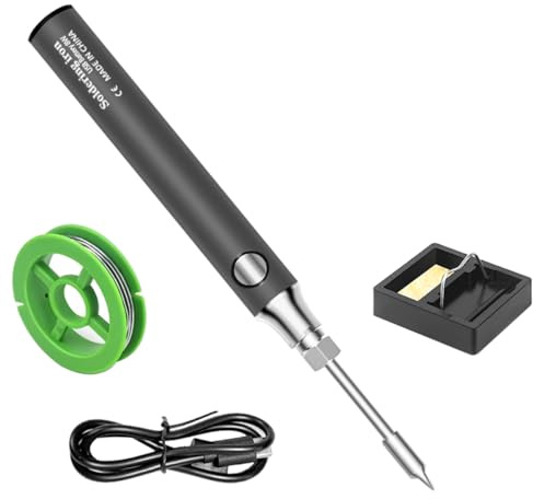 USB Soldering Iron Kit 8W Welding Tools with Adjustable Temperature 330 to 450℃ Cordless Electric Soldering Iron for Soldering and Repair (Gray)