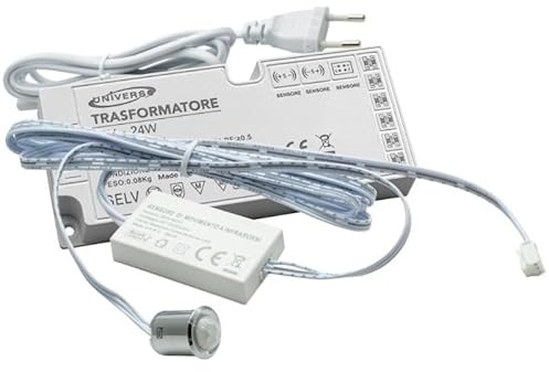 UNIVERSO KIT MINI INTERRUTTORE SENSORE MOVIMENTO INFRAROSSI 12V 24V PASSAGGIO PIR CON ALIMENTATORE 24W ACCENSIONE AUTOMATICA STRISCE LUCI LED