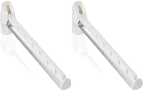Leifheit Wandkleiderhalter Airette mit 31 cm Länge für 7 Kleiderbügel, platzsparende Kleiderstange Wandmontage, wetterfester Kleiderhaken klappbar (Packung mit 2)