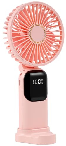 TRIXES Ventilateur portatif – Batterie rechargeable USB intégrée – Affichage LED à 5 modes de vitesse – Bureau, activités de plein air, essentiels de voyage