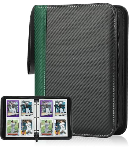 Deoyibu Sammelkarten Album für 440 Karten, Sammelalbum mit 4 Fächern 55 Seiten für Karten-Organizer, Karten Binder aus PU, für Sportkarten, MTG, TCG, Yugioh-Karten etc. Grün