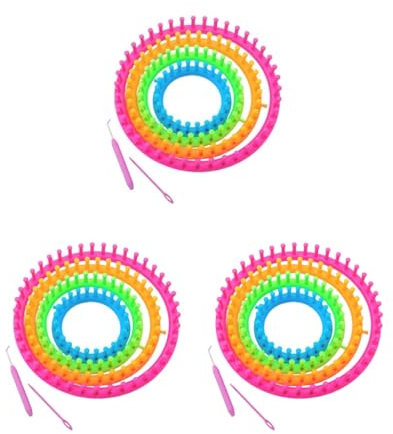 Adoorniequea 3er-Set Rundstrick-Webstuhl-Set, Kunststoff, Kreiswerkzeug, runde Klammern, Mützen, Socken