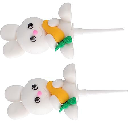 CIMAXIC Birthday Celebration Essential: 2 Pack Carrot Bunny Cake Toppers Boys and Girls-Friendly Decor