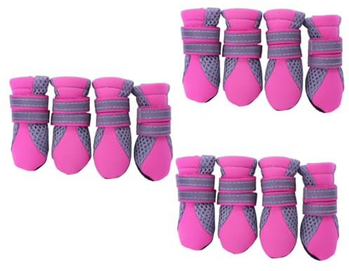 YARNOW 3stücke Atmungsaktive Rosa Hundeschuhe Mit Rutschfester Sohle Für Kleine Hunde Für Outdoor-aktivitäten Schützt Die Pfoten Vor Und Nässe s