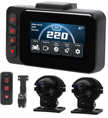 Caméra de Tableau de Bord pour Moto, WiFi, avec Avant et arrière, 1080P, étanche, étanche, écran IPS 3 Pouces, Mode stationnement, télécommande sans Fil