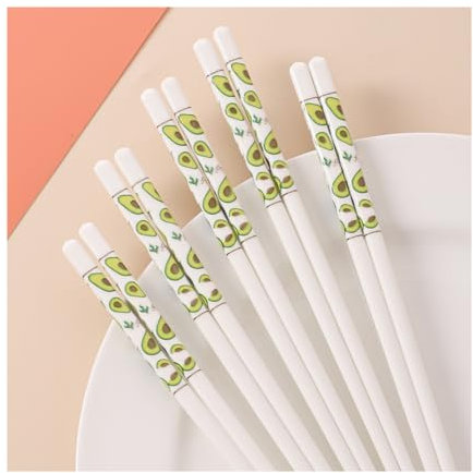 Set di 5 bacchette in porcellana, simpatico set regalo di bacchette riutilizzabili con custodia, bacchette in ceramica bone china Set di bacchette cinesi coreane, set regalo lavabile in lavastovi