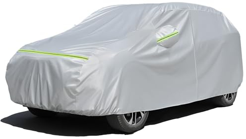 Favoto Autoabdeckung Vollgarage Auto Autoabdeckplane Outdoor - Wasserdicht Autohülle Autoplane Kompatibel mit BMW X5 GLE Audi Q7 Cayenne Grand Cherokee Abdeckplane für SUV (485-510 cm Silber
