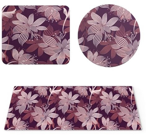 EHOMERY Mauspad XXL Anime Mouse Mat Large Retro-Muster Mauspad Japanisch XXL Mousepad Orientteppich Für Die Schreibtischdekoration - 3 Pack [30x80 cm, 20x24 cm and Dia 20 cm]