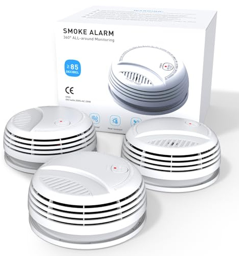 DAYTECH Smoke Alarm, Fire Alarm for Home, Smoke Detector Alarm with LED Indicator & Silence Button, Low-Battery Alert, Conforms to EN14604 Standard, 3Pack
