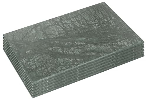 Argon Tableware Marble Placemats - 30 x 20cm - Green - Pack of 6 - Rectangle Placemats Dining Mat Table Mat Plate Serving Trays for Appetizers, Lunch, Mains, Parties, Food Presentation