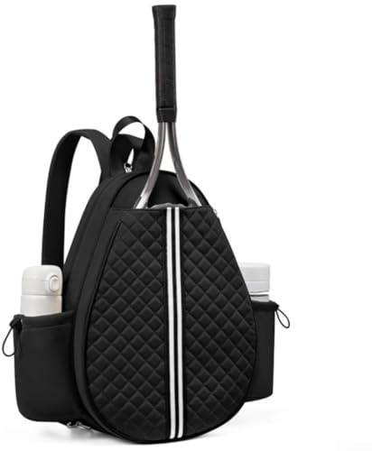 Tennisschlägertasche, Tennis-Crossbody-Rucksack, wasserabweisend, gesteppt, Tennisschläger-Umhängetasche, leichte Schlägertasche (schwarz)