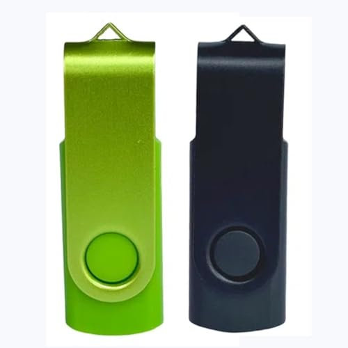 2 Piezas 32GB Memoria USB, WISEORANGE Giratoria PenDrive 32GB USB 2.0 Giratoria para Computadoras PC Windows Mac OS(2 Unidades, Verde y Negro)