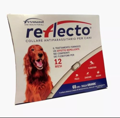 Reflecto Collare Antiparassitario per Cani, 12 Mesi di Protezione, Disponibile per Cani Taglia Piccola e Med/Grande (GRANDE 65CM)