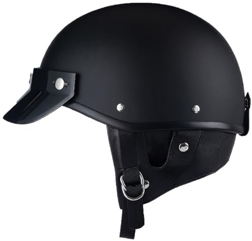Open Faced Motorcycle Helmet, Casco Per Adulti, Casco Moto Vintage, Casco Scodella casco Moto Mezzo Casco Retrò Casco Anticollisione Sicurezza Omologato DOT/ECE Per Scooter Chopper 12,M